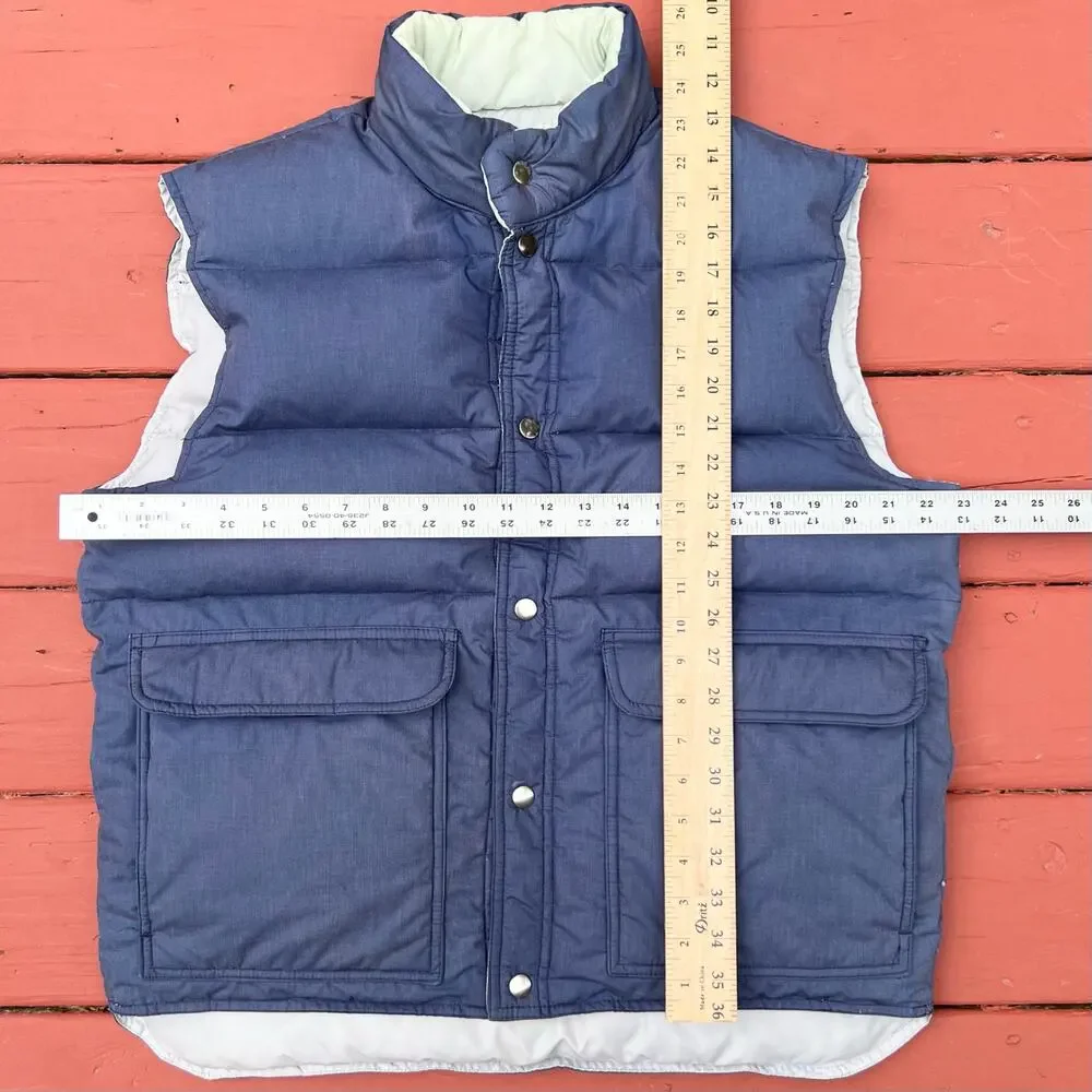 Vintage Penfield Down 80s Puffer Vest USA Made Outdoors Gorpcore Ski L Blue Gray